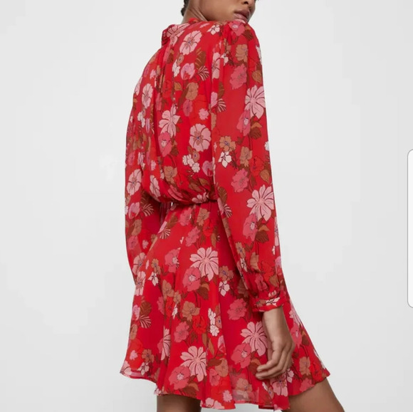 Zara Red Floral Print Dress - Picture 4 of 5